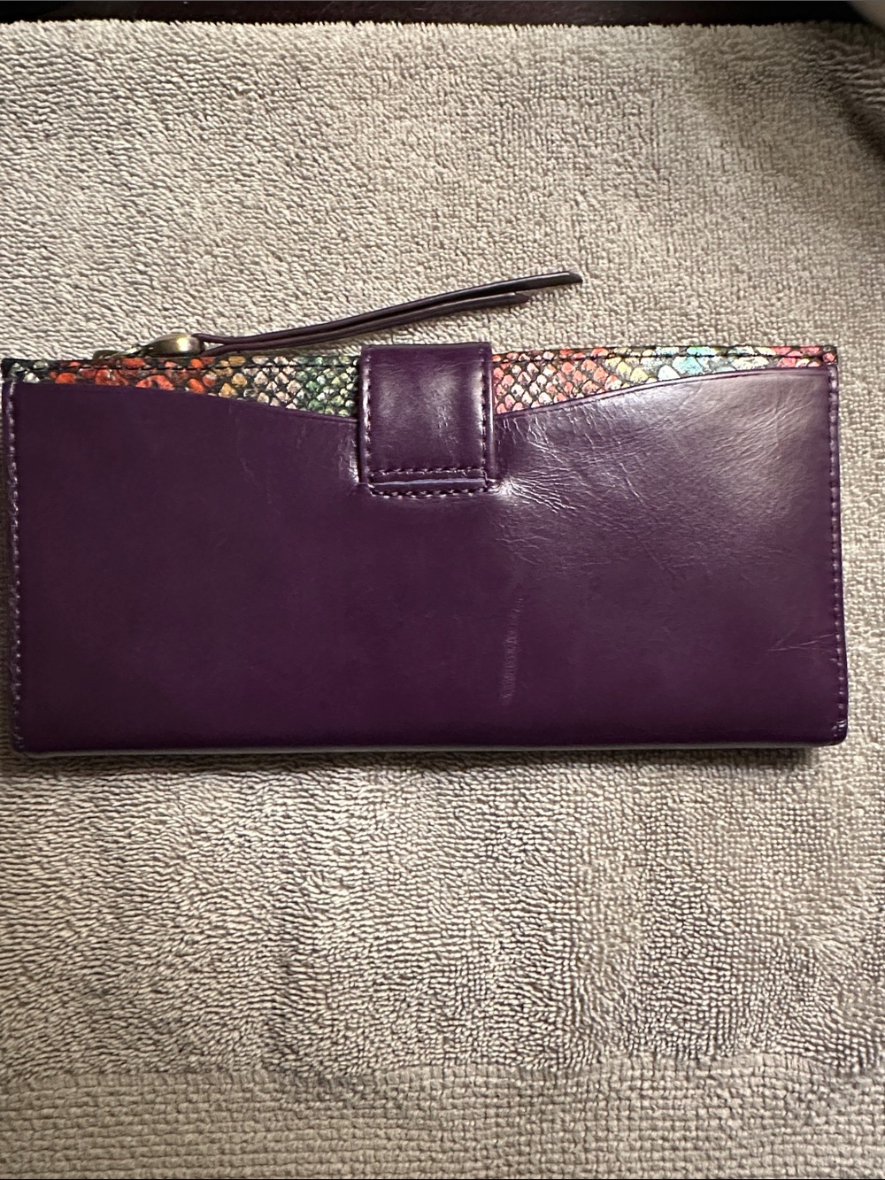 HOBO Purple Leather Wallet with Multicolor Snake-Print Trim - Picture 5 of 11